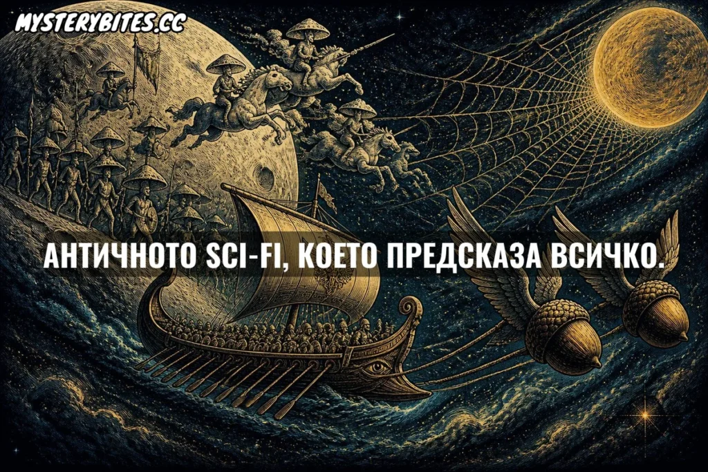 Гигантски паяци, плетящи мрежи между Луната и Венера, и война между Слънцето и Луната, водена от хора-гъби...