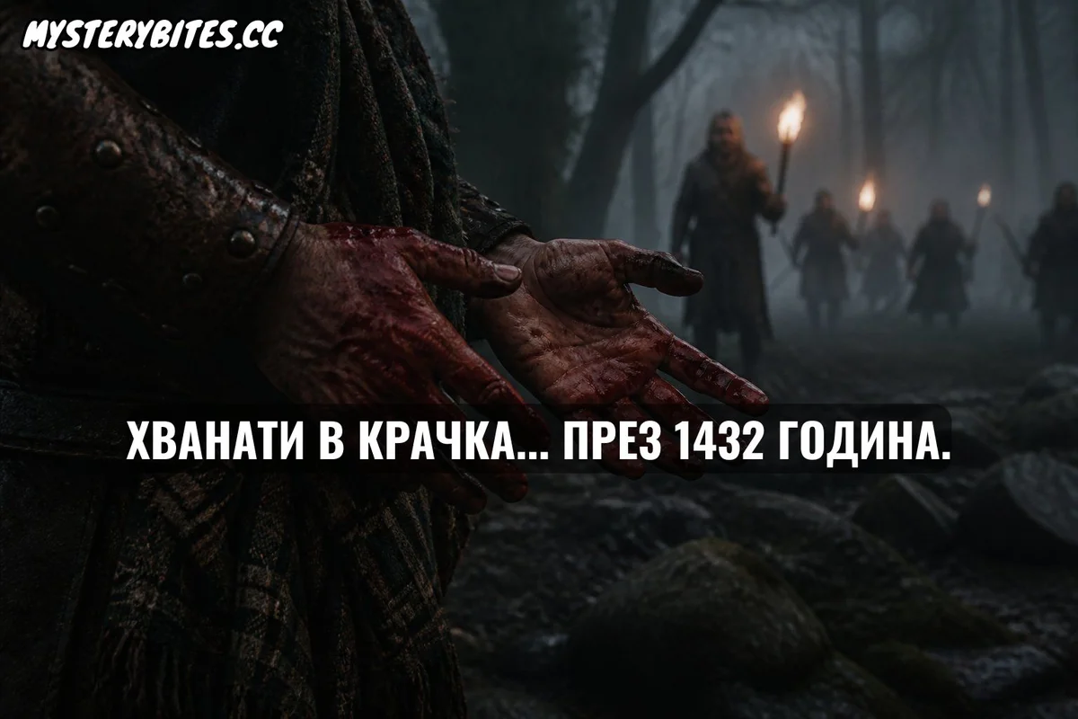 През 1432 г. в усойните гори на Шотландия е действал един от най-жестоките закони в историята. Ако горските пазачи ви заловяха с буквална кръв по дланите ви, нямаше нужда от съд, адвокати или свидетели. Физическото доказателство беше окончателно, а наказанието се изпълняваше на място. Разберете как бруталният средновековен декрет „Червена ръка“ на крал Джеймс I измина пътя от ешафода до един от най-популярните идиоми в света днес.