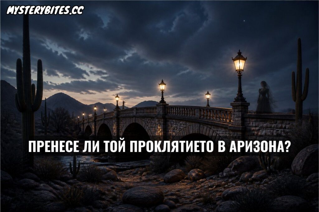 Когато американски магнат купува истинския Лондонски мост и го сглобява камък по камък насред жаркия пясък на Аризона, той вярва, че строи просто туристическа атракция. Но вековният гранит, виждал стотици екзекуции в Англия и пропит с тъмна енергия, изглежда отприщва нещо зловещо под палещите пустинни звезди.