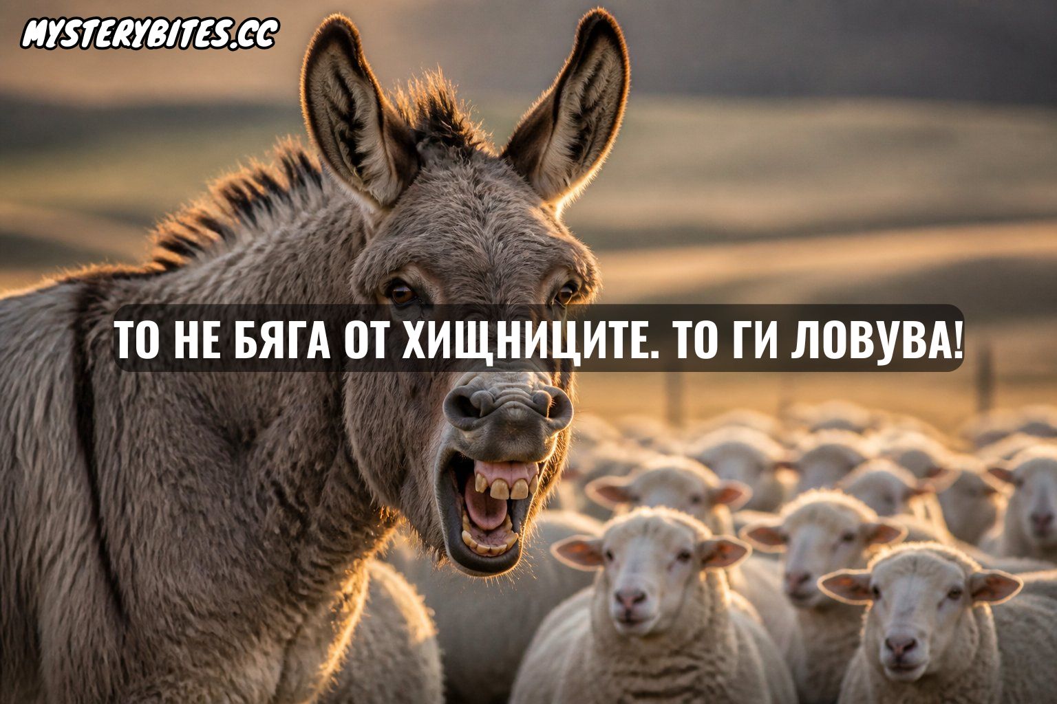 Мислите си, че магарето е кротко и инато животно? Койотите в Америка вече знаят по бруталния начин, че то е 200-килограмова машина за чупене на кости... 🫏💥🐺